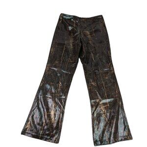 In-Charge Pants women's size 13 metal nylon lamé snake skin/ scratch print